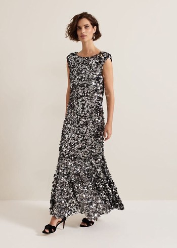 Phase Eight Nina Sequin Dress Black/Multicolor USA | 1264857-IU